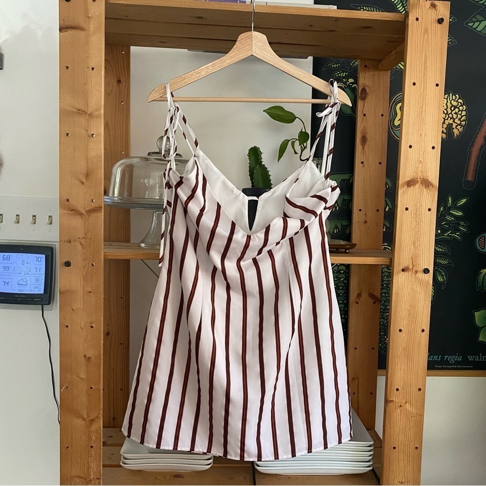 Revolve Superdown Rust Stripe Delilah Keyhole Tie Mini Dress Large - Picture 6 of 16